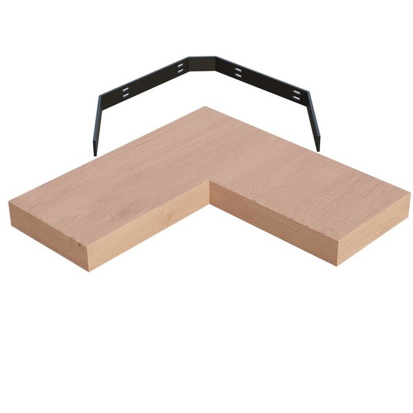 Designs Of Distinction 10" X 24" X 24" Furniture Grade Corner Floating Shelf - Red Oak 01MFL102424AK1